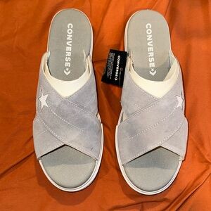 Converse Gray Slide Sandals with White Soles